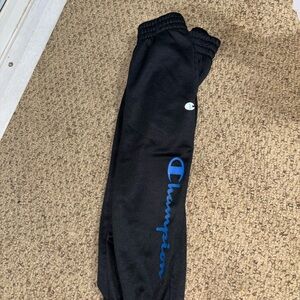 Champion Kids Black Joggers with Blue Logo